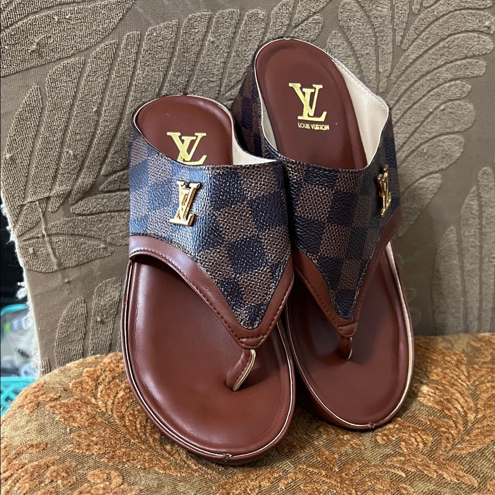 Brown and black Checkered women Sandals